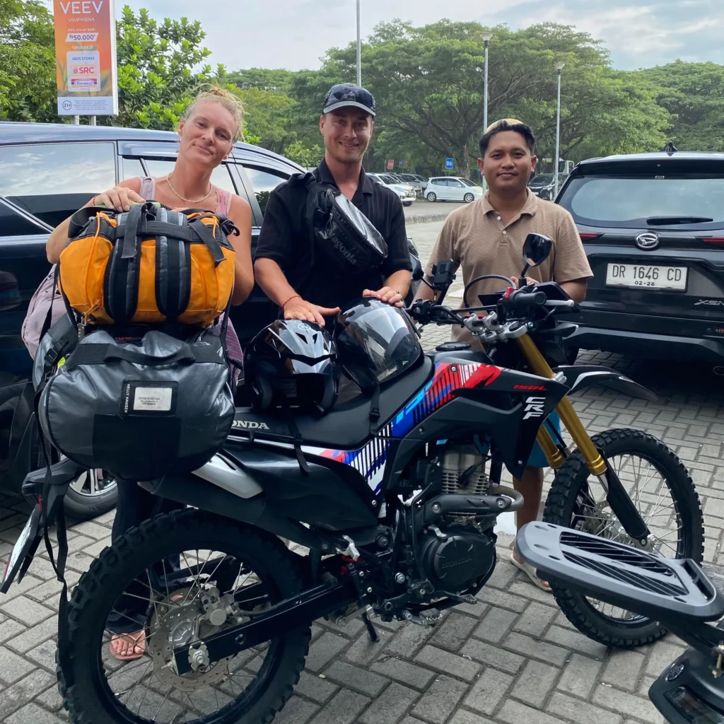 Motorbike rental handover service in Kuta Lombok for independent travelers.